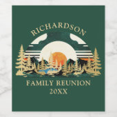  Sunset Forest Groene Familie Reünie Wijn Etiket (Enkel label)