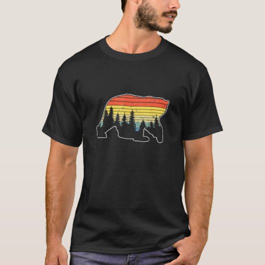 Sunset Forest Nature Bear Silhouette Of A Bear In T-shirt (Voorkant)