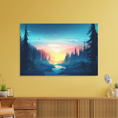 Sunset Forest Premium Wrapped Canvas (gloss) Afdruk (Insitu (Woonkamer))
