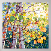 Sunset Forest Waterverf Painting Poster (Voorkant)