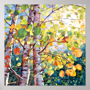 Sunset Forest Waterverf Painting Poster