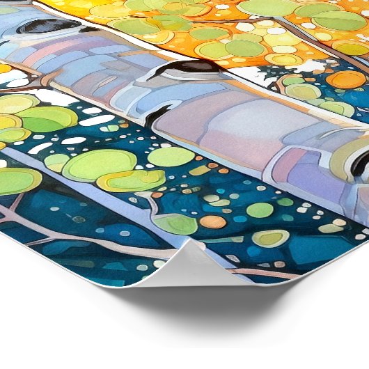 Sunset Forest Waterverf Painting Poster (Hoek)