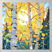 Sunset Forest Waterverf Painting Poster (Voorkant)