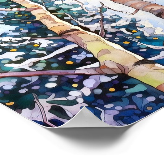 Sunset Forest Waterverf Painting Poster (Hoek)