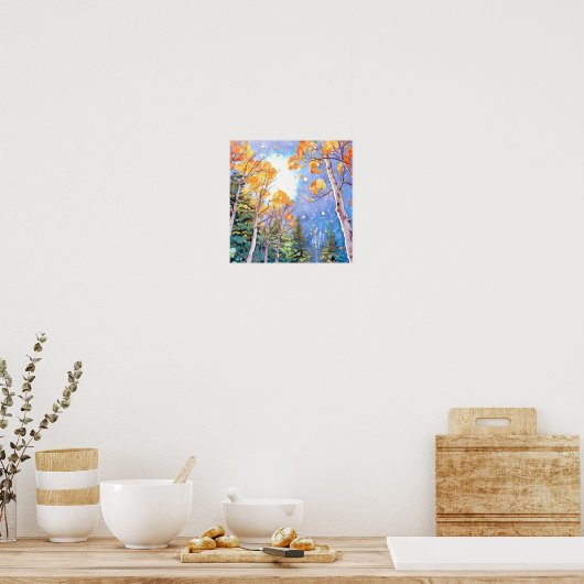 Sunset Forest Waterverf Painting Poster (Keuken)