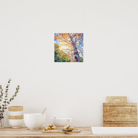 Sunset Forest Waterverf Painting Poster (Keuken)