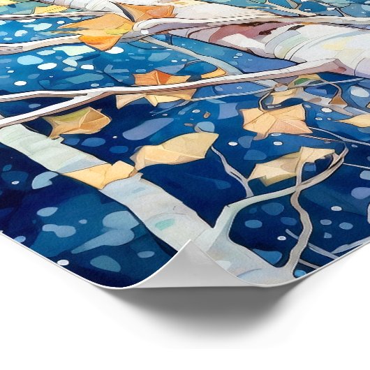 Sunset Forest Waterverf Painting Poster (Hoek)