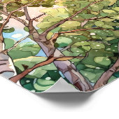 Sunset Forest Waterverf Painting Poster (Hoek)