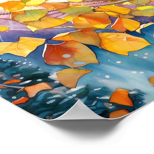 Sunset Forest Waterverf Painting Poster (Hoek)