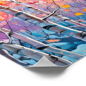 Sunset Forest Waterverf Painting Poster (Hoek)