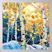 Sunset Forest Waterverf schilderij Art Print (Voorkant)