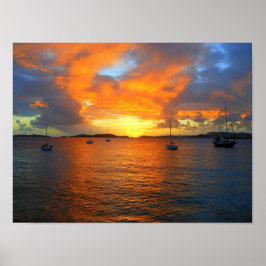 Sunset, Frank Bay, St. John, Amerikaanse Maagdenei Poster
