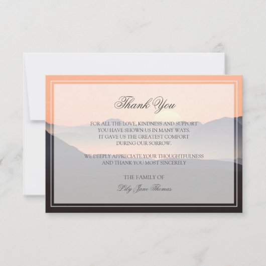 Sunset Funeral - Hartelijk dank | Memorial Card Bedankkaart (Voorkant)