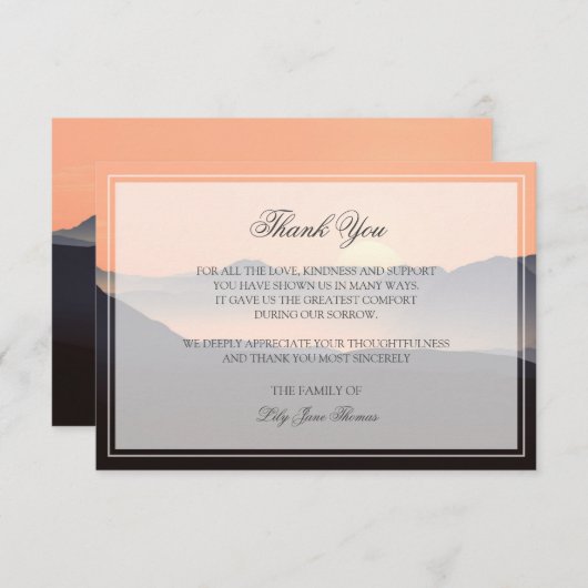 Sunset Funeral - Hartelijk dank | Memorial Card Bedankkaart (Voorkant / Achterkant)