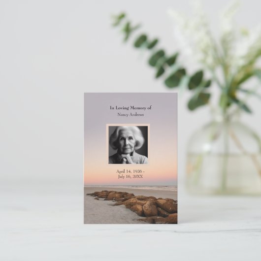 Sunset Funeral Memorial beroemd gemaakt door Famil Visitekaartje (Staand voorkant)