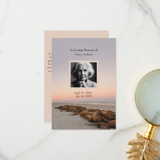 Sunset Funeral Memorial From Family Thank You Card Bedankkaart (Voorkant / Achterkant in situ)