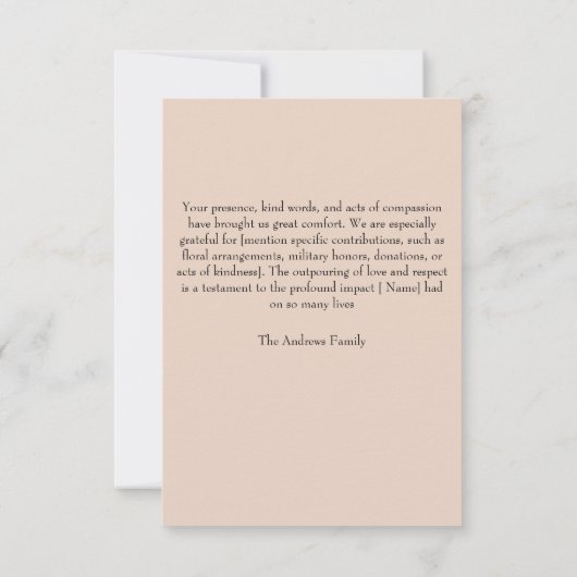 Sunset Funeral Memorial From Family Thank You Card Bedankkaart (Achterkant)