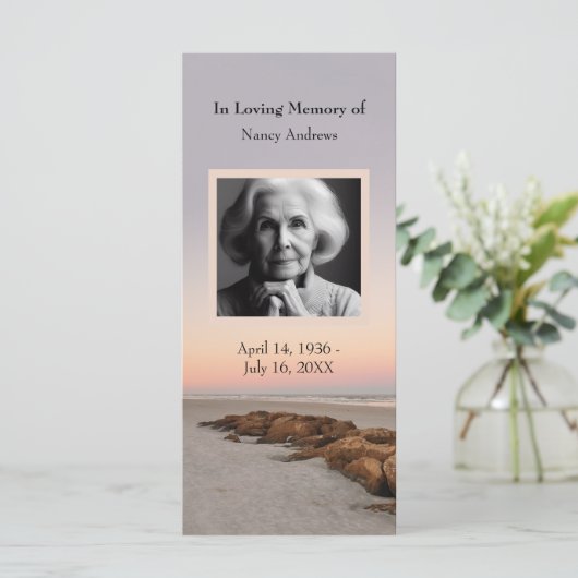 Sunset Funeral Memorial Service Bladwijzer Kaart (Staand voorkant)