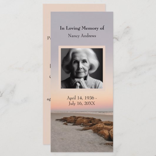 Sunset Funeral Memorial Service Bladwijzer Kaart (Voorkant / Achterkant)