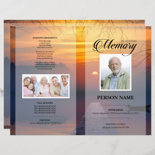 Sunset Funeral Sjabloon (Voorkant / Achterkant)
