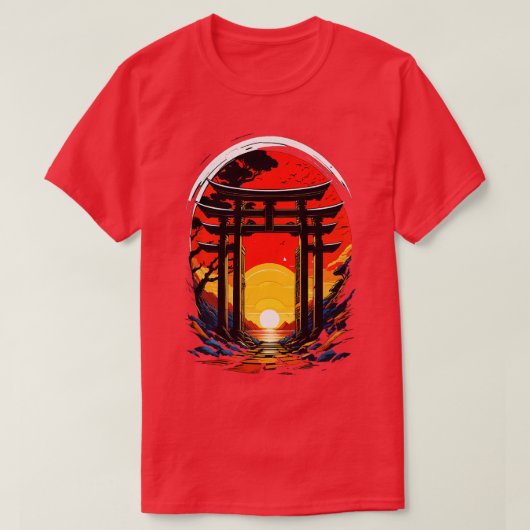 Sunset Gate Japanse Torii Kunst T-shirt (Design voorkant)