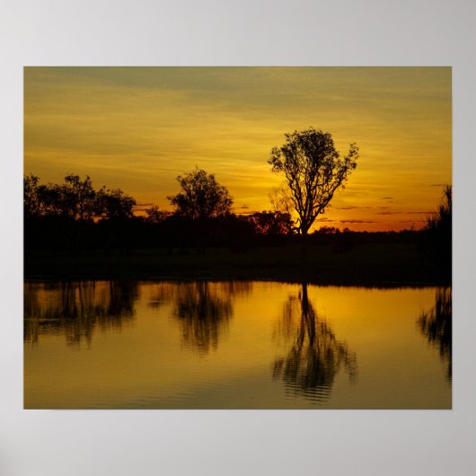 Sunset, Geel Water Billabong Poster (Voorkant)
