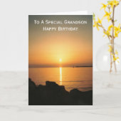 Sunset gepersonaliseerde kleinzoon verjaardag kaart (Gele Bloem)