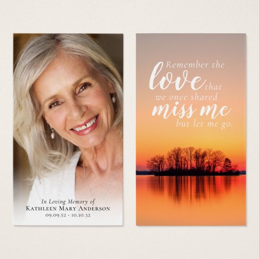 Sunset Gezegde Foto Memorial Prayer Kaart (Voorkant /achterkant)