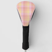 Sunset Gingham Check in Roze, Geel en Rode Cas Golfheadcover (Voorkant)