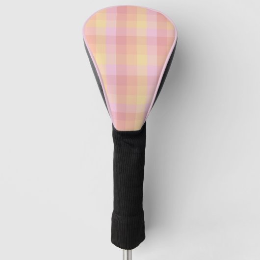 Sunset Gingham Check in Roze, Geel en Rode Cas Golfheadcover (Voorkant)