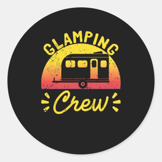 Sunset Glamping Crew Camper Tourist Luxury Camping Ronde Sticker (Voorkant)