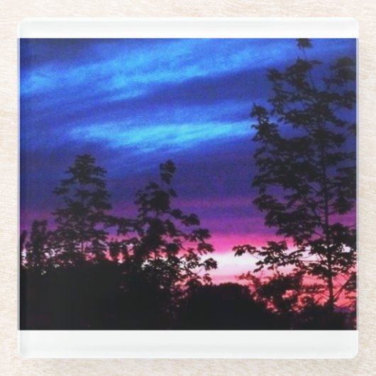 Sunset Glazen Onderzetter (Voorkant)