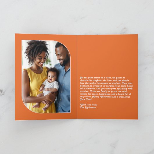 Sunset Glow Happy New Year Retro Groovy Photo Feestdagen Kaart (Binnen)