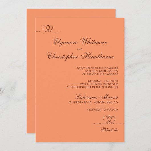 Sunset Glow Modern Chic Mix and Match Wedding Kaart (Voorkant / Achterkant)