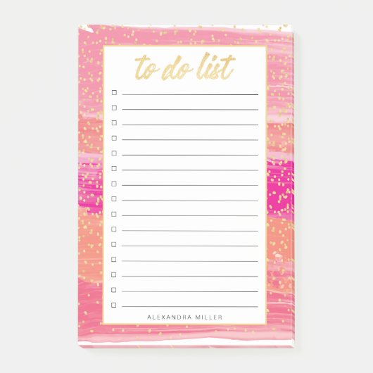 Sunset Gold Confetti om lijstnaamnotities te doen Post-it® Notes (Voorkant)