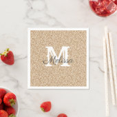 Sunset Gold Glitter en Sparkle Monogram Napkin Servet (Insitu)