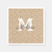 Sunset Gold Glitter en Sparkle Monogram Napkin Servet (Voorkant)