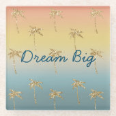 Sunset Gold Glitter Palm Trees Glazen Onderzetter (Voorkant)