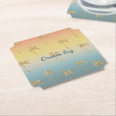Sunset Gold Glitter Palm Trees Kartonnen Onderzetters (Gekanteld)