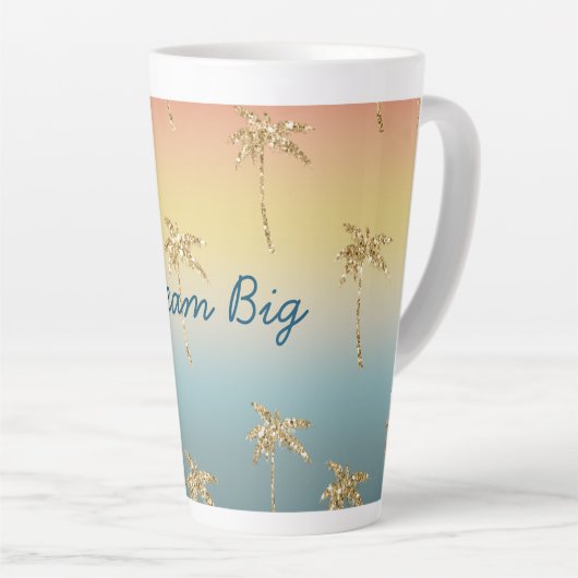 Sunset Gold Glitter Palm Trees Latte Mok (Rechterhoek)