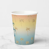 Sunset Gold Glitter Palm Trees Papieren Bekers (Links)