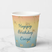 Sunset Gold Glitter Palm Trees Papieren Bekers (Voorkant)