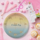 Sunset Gold Glitter Palm Trees Papieren Bordje (Feest)