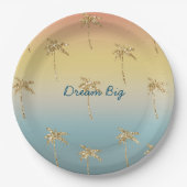 Sunset Gold Glitter Palm Trees Papieren Bordje (Voorkant)