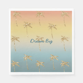 Sunset Gold Glitter Palm Trees Servet