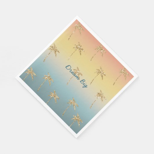 Sunset Gold Glitter Palm Trees Servet (Hoek)