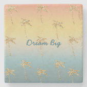 Sunset Gold Glitter Palm Trees Stenen Onderzetter (Voorkant)
