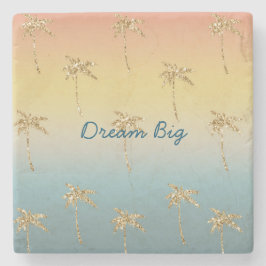 Sunset Gold Glitter Palm Trees Stenen Onderzetter