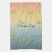 Sunset Gold Glitter Palm Trees Theedoek (Verticaal)