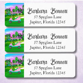  Sunset Golf Course Pink Golf Cart  Etiket